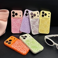 Étui de protection rétro de luxe à motif léopard pour 17/17 Pro Max 18 avec grande fenêtre de visualisation