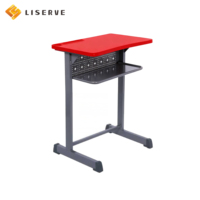 Ensemble chaise et bureau d'étudiant Liserve moderne, structure en métal et plastique durable, dossier solide, usage commercial, école, adolescents, salle de classe