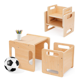 Montessori Weaning <b>Table</b> and Chair Set Kids Wooden Toddler Desk for Drawing Eating Learning - Product Image 1