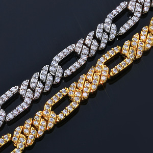 Wholesale Fashion Hip Hop Jewelry 18k Gold Plated Brass Bling <b>Iced</b> Out Cz Zircon Figaro Cuban Link <b>Chain</b> Necklace for Men Gift - Product Image 4