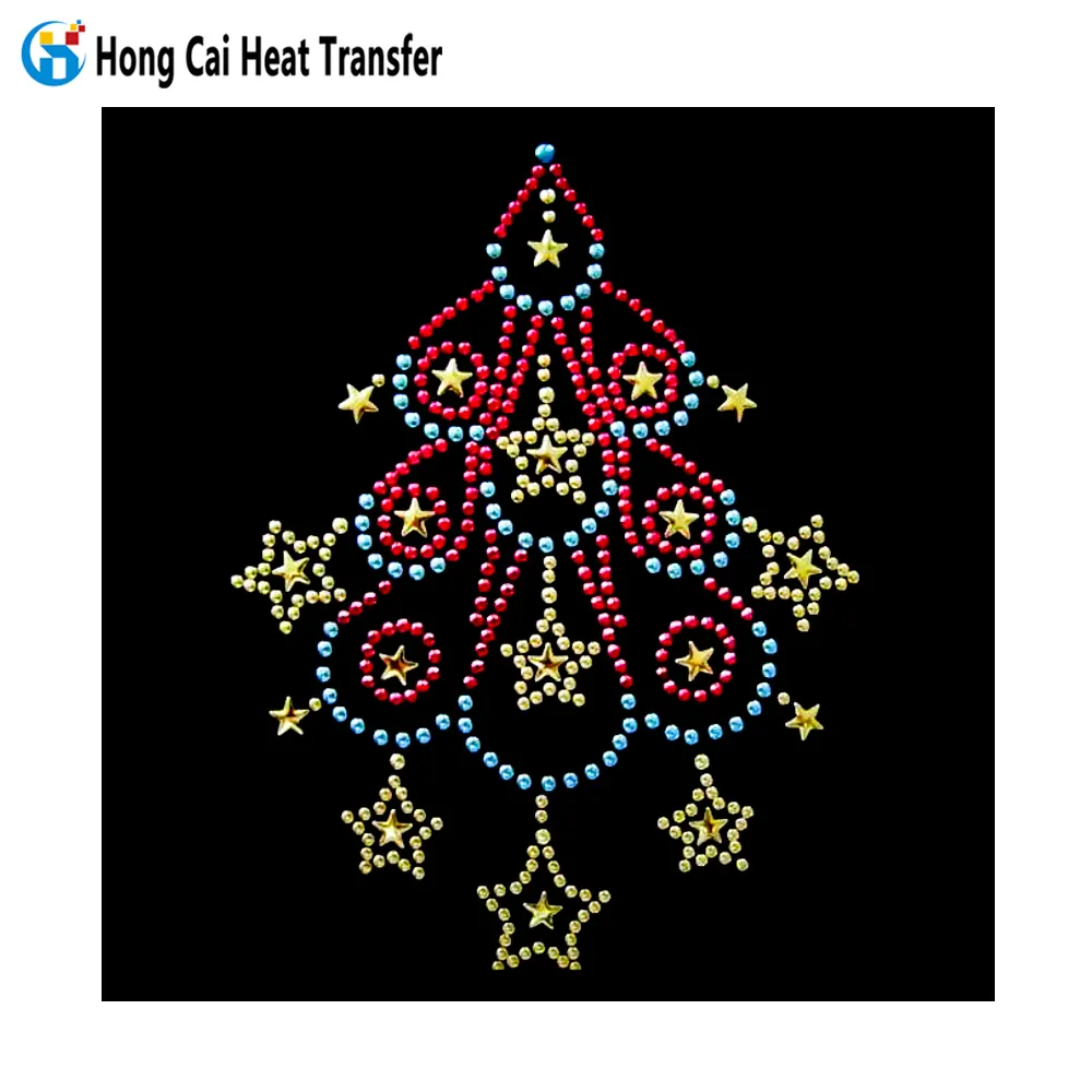 Desain Natal Hongcai templat transfer panas berlian imitasi font kustom pola transfer cetak berlian imitasi