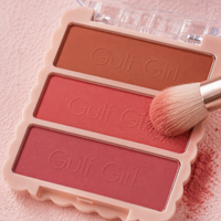 Palette de fard à joues en poudre minérale 3 couleurs Gulf Girl, fini mat doux, haute pigmentation, longue tenue, 12g, emballage en boîte couleur