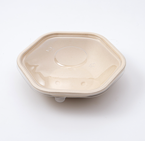 Bol hexagonal jetable en bagasse de 750 ml à 1300 ml, conteneur alimentaire compostable en canne à sucre avec couvercle - Product Image 5