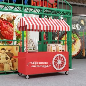 Carrello Mobile per Alimenti con Ruote, Carretto Ambulante da Esterno in Acciaio Inossidabile Multifunzionale a 4 Ruote, Macchina per Gelato Soft da 2,1 M - Product Image 5