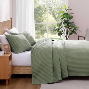 Copriletto verde salvia Set di biancheria da letto per tutte le stagioni con 2 cuscini Shams adatti per letto, divano - Product Image 4