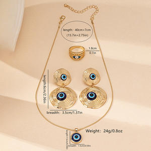 Estilo de vacaciones bohemio diseño creativo joyería sentido diablo ojo anillo pendiente collar conjunto para mujer - Product Image 6