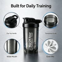 Bouteille de sport portable en PP de 500 ml, mélangeur de protéines, anti-fuite, logo personnalisé, livraison directe d'usine