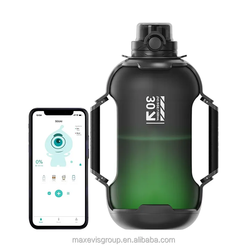 Neuankömmling 44oz Sport wasser flaschen verfolgen Wasser aufnahme Trink flasche Tritan Sguai Smart Wasser flasche mit App