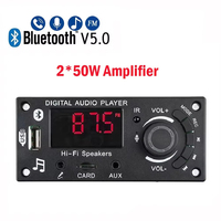 Módulo Amplificador de Altavoz Estéreo con Decodificador MP3 de 2*50W y 5.0, con Radio FM, TF, USB, Micrófono, Grabación de Llamadas y Accesorios para Música