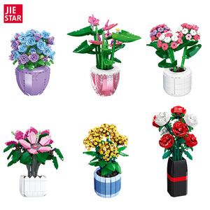 Jie Star Potted Flower <b>Building</b> <b>Blocks</b> 200-400 Pieces Easy Assemble For Kids Birthday Gift Decoration - Product Image 5