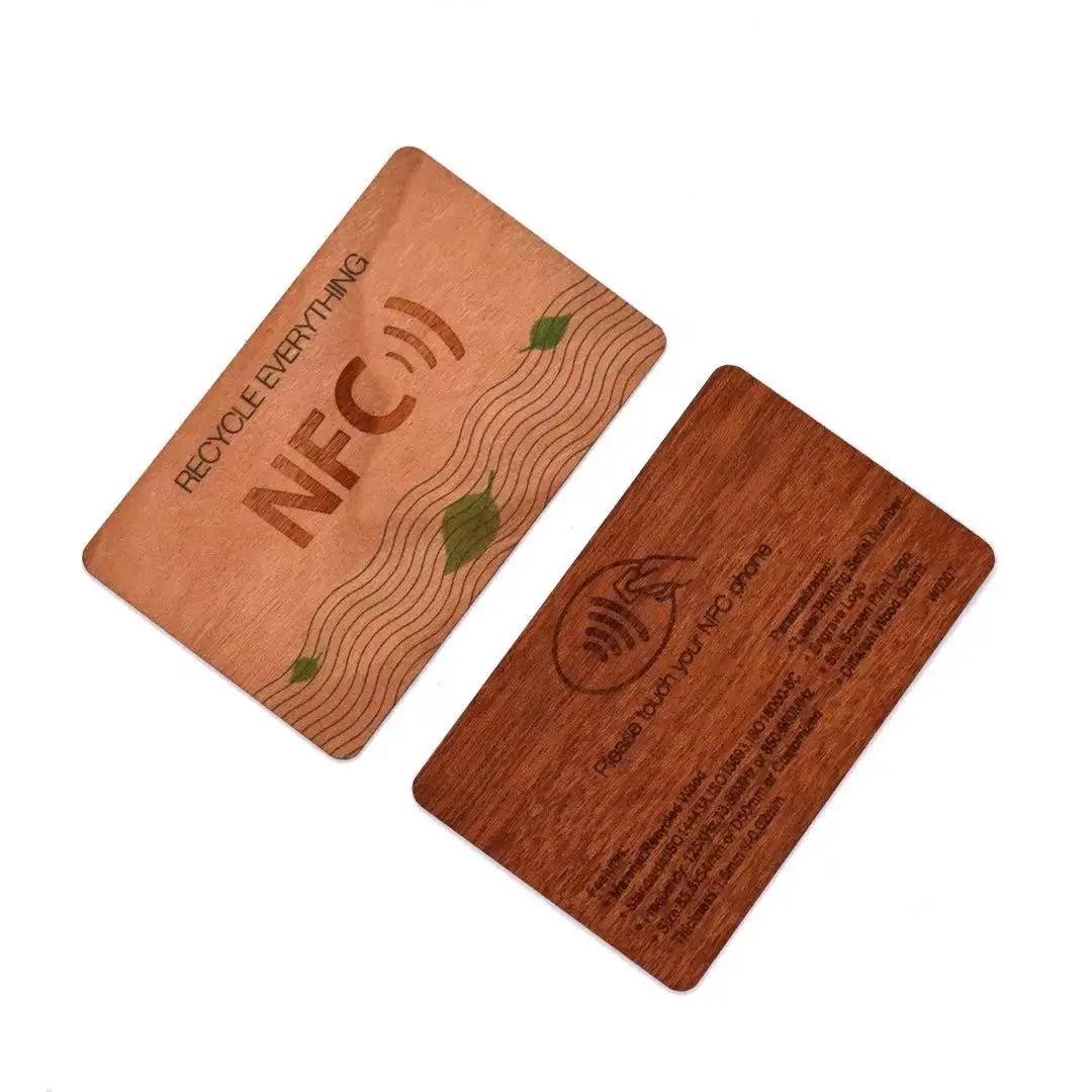 Cartes de visite programmables en bois de bambou RFID ISO14443A Smart MIFARE Classic 4K NFC carte clé d'hôtel en bois