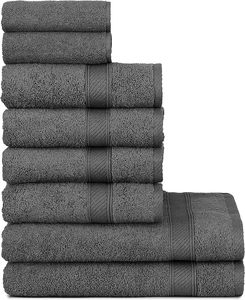 Solid Color Cotton Bath <b>Towel</b> Set Rectangle Woven Home Use Adult Gray 70x140cm - Product Image 1