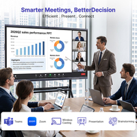 Tableau blanc interactif 4K-UHD de 55 à 110 pouces, écran de conférence, double système d'exploitation Android 14/Windows 10, 40 points tactiles et caméra 48MP, OEM