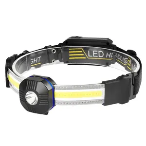 Led Rechargeable Headlamp 2022 New Compact TYPE-C Rechargeable Dual Flood Light Source XPG+COB Strip Super Bright Wide Beam Silicone Led Headlamp Band