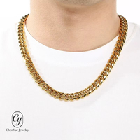 Collier unisexe tendance en acier inoxydable poli miroir avec fermoir à bascule, style hip-hop, maillons cubains, vente en gros