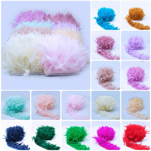 Turquoise plume tissu feu pièce teint bord plume dentelle pour barre de mariage danse latine bricolage vêtements accessoires avec poupée - Product Image 1