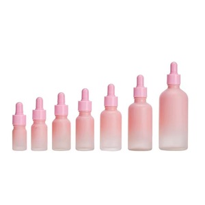 Bouteilles compte-gouttes en verre cylindriques givrées vertes, bleues, ambrées, transparentes de 5 ml à 100 ml avec bouchons en bambou pour sérum de soin de la peau - Product Image 4