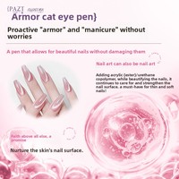 Petites perles magnétiques 5 couleurs, stylo de soin des ongles en acrylique effet œil de chat - Vernis nude 2-en-1 finition translucide glacée qui sublime l'éclat (Modèle