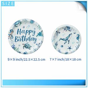 Platos de Papel para Pastel de Cumpleaños Infantiles con Diseño de Animales Marinos Personalizados para Fiestas - Product Image 2