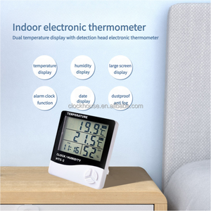 Nhiệt kế đo độ ẩm kỹ thuật số đầu dò kép Độ chính xác cao nhiệt độ và cảm biến thời tiết đồng hồ báo thức - Product Image 6