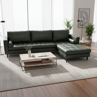 Ensemble de canapés sectionnels en cuir véritable de luxe contemporain en forme de L pour salon et hôtel, chaise longue douce et confortable
