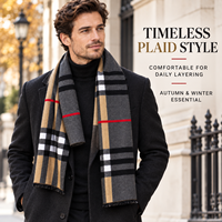 Écharpe d'hiver de luxe en viscose et laine, sensation cachemire, pour homme, tissée jacquard à carreaux
