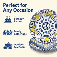 Ensemble d'assiettes et de serviettes à motif citron, assiettes en papier bleues et jaunes à motif citron, vaisselle jetable pour fête de naissance ou anniversaire