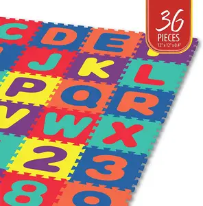 ProSource Kids Foam Puzzle Floor Play Mat with Shapes & Colors