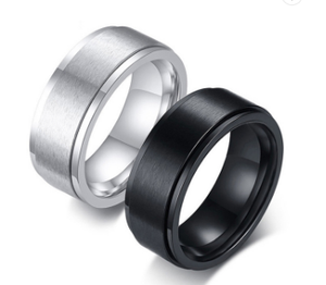 Anéis giratórios para homens, anéis de aço inoxidável pretos e simples, anéis criativos robustos de ansiedade para homens - Product Image 6