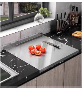 Tabla de <span class=keywords><strong>cortar</strong></span> personalizada de metal de doble cara para verduras, frutas, <span class=keywords><strong>pan</strong></span>, repostería, bloque de <span class=keywords><strong>tablas</strong></span> de <span class=keywords><strong>cortar</strong></span> de acero inoxidable 304 para Cocina - Product Image 6