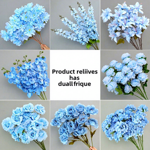 Fleurs artificielles en soie série bleue, haut de gamme, réalistes, bouquets faits main pour événements de mariage, fleurs d'allée, décoration intérieure - Product Image 4