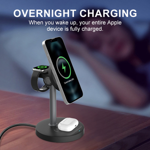 Recém Estilo Simples Alta Qualidade 3 em 1 Carregador Sem Fio Phone Stand Magnético Telefone Inteligente Relógio de Ouvido 15W Carregador Sem Fio - Product Image 5