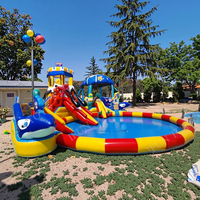 Aire de jeux gonflable géante commerciale en plein air, parcours d'obstacles, piscine, toboggan, ville aquatique, château, vinyle PVC