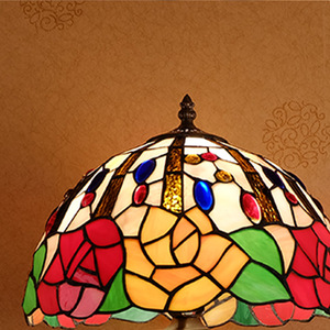 Ouhaodi Pastoral Creative Colored Glass Bead Table Lamp Elegant Country Study <b>Lighting</b> <b>for</b> <b>Bedroom</b> Bedside Rose Table Lamp - Product Image 2