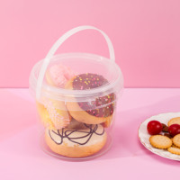 Bocaux en plastique de 1kg avec couvercle inviolable pour aliments, desserts, jus, bocaux en plastique transparent avec poignée
