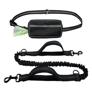 Dual Handle Elastic Bungees <strong>Retractable</strong> Rope Hands Free <strong>Dog</strong> Running <strong>Leash</strong> with Zipper Pouch - Product Image 6