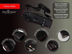 Muestra Gratuita, Bolsa Enrollable para Cuchillos de Chef, de Cuero de Alta Calidad, Personalizada de Fábrica - Product Image 4