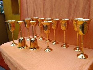 Designer Handmade Brass <b>Wine</b> <b>Goblet</b> Engraved Chalice Vintage Metal Drinking Cup Antique Style Barware Wedding Gift Decor - Product Image 5