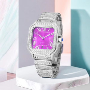 Nuevo y Elegante Reloj de Hip Hop con Incrustaciones de Diamantes de Imitación Color D VVS, Reloj de Joyería Automático que Pasa la Prueba del Diamante - Product Image 6