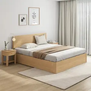 Tempat tidur kayu ek gaya Eropa, Set furnitur kamar tidur kayu polos Modern dapat disesuaikan