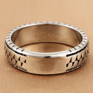 Men's <b>Titanium</b> Steel Tire Print <b>Ring</b> Geometric Textured Design Gift Jewelry 280714 - Product Image 2