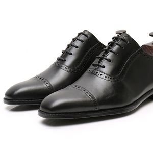 Nouvelles Chaussures Oxford Formelles pour Hommes à Trois Liens, Bout Carré Sculpté, Style Brogue, Faites à la Main, Légères et Antidérapantes - Product Image 5