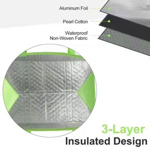 Sac isotherme pliable grand format pour livraison, sac de transport portable vert pour restaurant, sac à déjeuner réutilisable en non-tissé pour plats à emporter - Product Image 5
