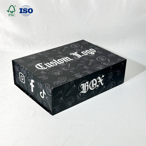 Ropa reciclada sudadera con capucha negro embalaje de regalo logotipo personalizado serigrafía caja de papel de ropa magnética - Product Image 1