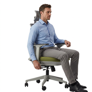 Chaise de bureau ergonomique avec accoudoirs réglables, dossier en maille, design pivotant pour usage professionnel, style contemporain, base en plastique - Product Image 1