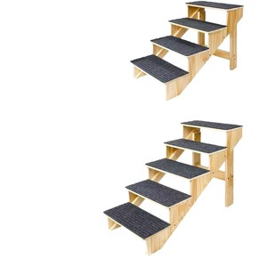 Escalier pour animaux de compagnie en bois massif, antidérapant, pour chien et chat, marches de chevet, forme rectangulaire, meubles pour animaux de compagnie à plusieurs niveaux - Product Image 5