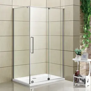 Nuevo cuarto de baño grande de acero inoxidable ruedas de ducha de esquina habitación puerta corrediza de vidrio de 3 paneles de baño ducha recintos