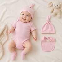 Lot de 3 bodys bébé vierges en coton avec chapeau et bavoir, personnalisables avec logo, vêtements vierges imprimables DIY