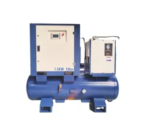 Compresor de aire de tornillo eléctrico azul oscuro 15kw 22kw 220V/380V con tanque de almacenamiento de gas y filtración de cinco etapas