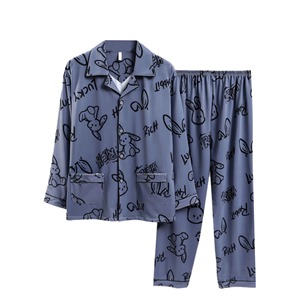 Vêtements de <span class=keywords><strong>nuit</strong></span> pour hommes en polyester pleine longueur avec motif rayé et poches ouvertes sur le devant - Product Image 5